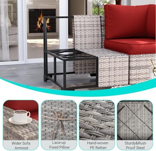 Outdoor Patio Furniture Set PE Wicker Rattan Outdoor Sectional Sofa - Image 2