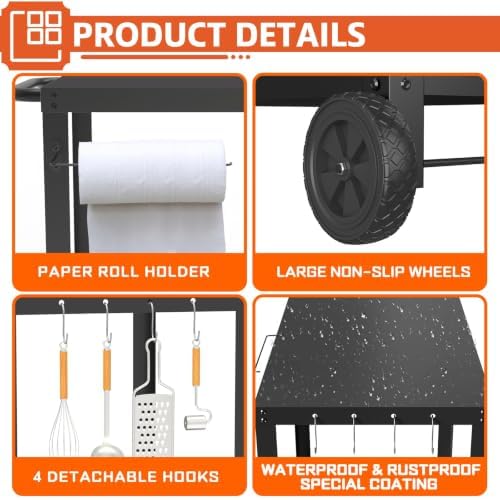Yozoia Outdoor Grill Table for Blackstone Griddle, Grill Cart with Wheels - Image 4