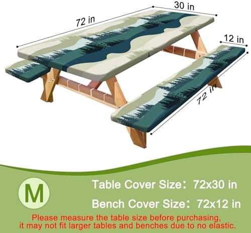 Picnic Table and Bench Cover Set, Waterproof Fitted Elastic Cloth - Image 2