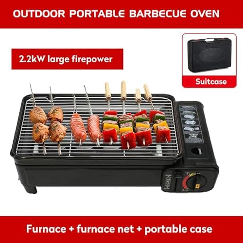 Portable Butane Stove Dual Fuel Gas BBQ Grill with Case & Stainless Grate - Image 3