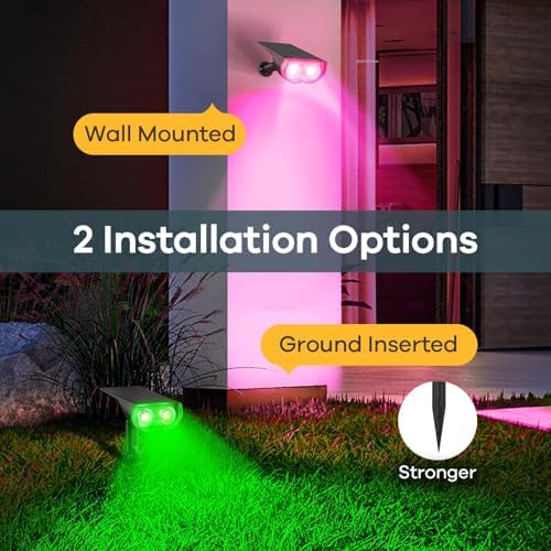 Linkind Halloween Solar Lights Outdoor Spotlight Waterproof RGB 12 Pack - Image 6