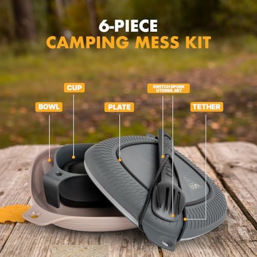 UCO Camping Mess Kit with Bowl, Plate, Collapsible Cup, and Switch Camping Spork - Image 3