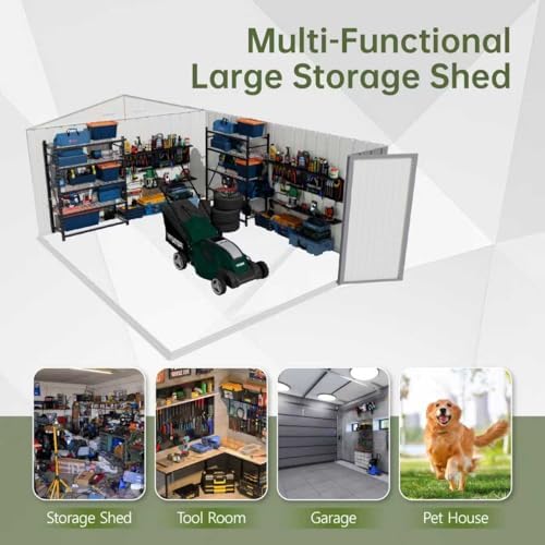 Devoko 10x14 FT Outdoor Storage Shed, Gray - Image 6