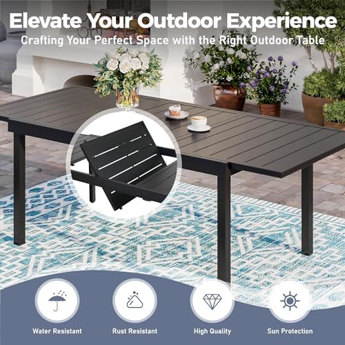 SUNSHINE VALLEY 9pc Patio Dining Set, Extendable Metal Table & 8 Chairs - Image 2