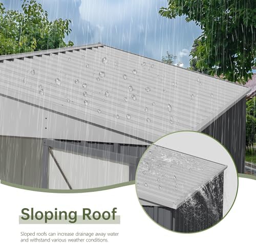 Devoko 10x14 FT Outdoor Storage Shed, Gray - Image 4