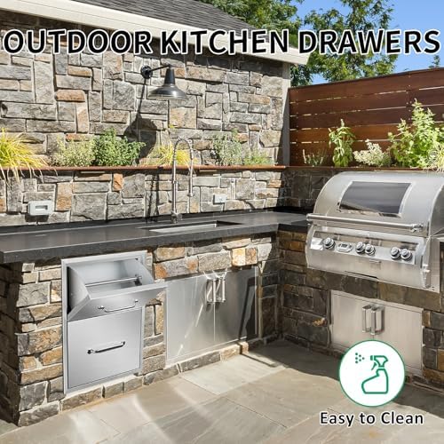 Outdoor Kitchen Drawers 16" W x 20" H x 20" D Stainless Steel Paper Towel Drawers with Ergonomic Handle for BBQ Island, Patio Grill Station & Outdoor Kitchen Cabinets - Image 5