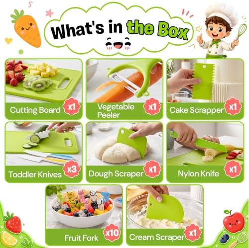 Kids Knife Set for Real Cooking -19Pc Montessori Kitchen Tools for Toddlers - Image 2