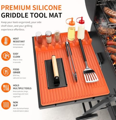 Silicone Grill Mat for Blackstone Griddle Accessories, 8-Slot Tool Mat - Image 2