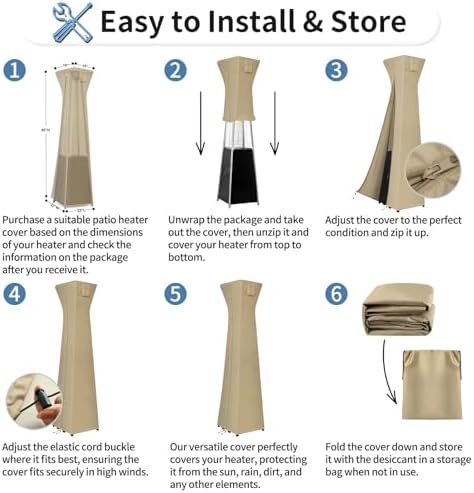OutdoorLines Waterproof Patio Heater Covers with Zipper and Storage Bag, - Image 6