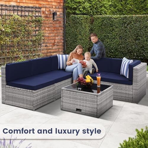 KROFEM 8 Piece Patio Furniture Set, Outdoor Modular Conversation Set - Image 3