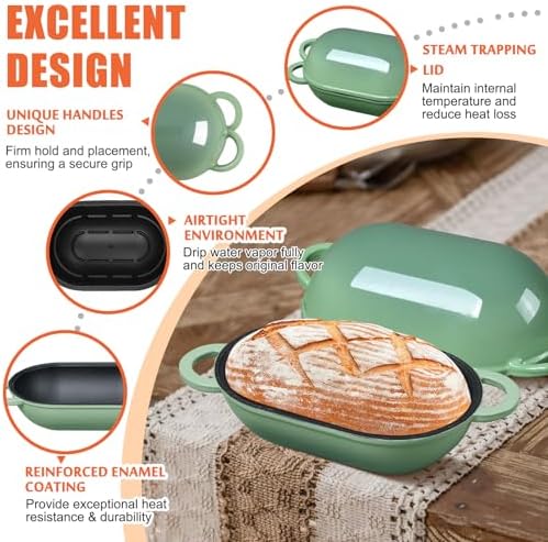 2.5 QT Enameled Cast Iron Sourdough Bread Oven, Loaf Pan with Lid - Image 6