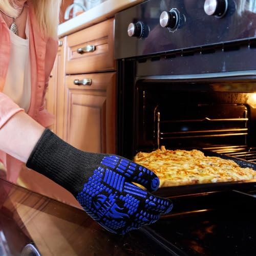 BBQ Gloves, 1472°F Heat Resistant with Silicone Grip Oven Mitts - Image 4