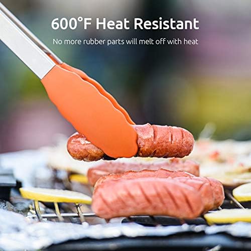 U-Taste Kitchen Tongs for Cooking, 600ºF Heat-Resistant Tps, 3Pcs/Orange - Image 3