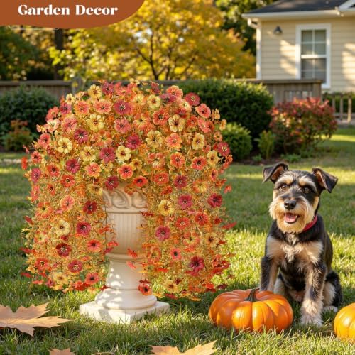 Alupssuc 4 PCS Fall Hanging Flowers Artificial for Outdoor Indoor Decor - Image 5