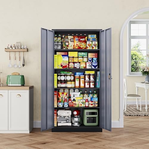 Letaya Metal Garage Storage Cabinets with Lock Door and Adjustable Shelves, Steel Tool Cabinets for Home,Office,Warehouse Organisieren (Black Grey, 72" H) - Image 6
