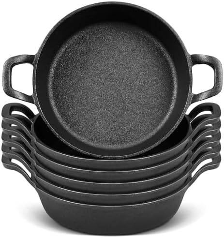 Ziliny 6 Pack Mini Cast Iron Skillets 7 x 7 x 1.7 Inch Pan Ramekin Set by Ziliny