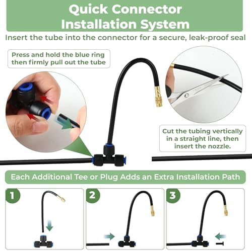 50FT Drip Irrigation System for Starter: Small Garden Quick Connect 1/4" PE Water Tubing Automatic 11Pcs Sprinkler Kit Adjustable Misting Part Watering Hose Outdoor Raised Bed Plants Flower Greenhouse - Image 7