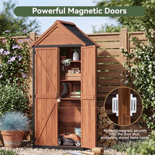 Aoxun Wood Outdoor Storage Cabinet with Floor 2.5'x1.4' - Image 4