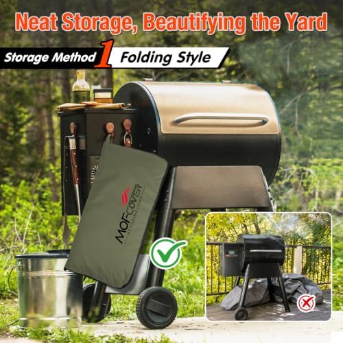 Foldable Grill Cover for Pit Boss 820 Deluxe/Pro 850, Waterproof 600D Heavy Duty Wood Pellet Smoker Cover, Fade＆Tear Resistant Pellet Grill Cover for Z Grill 700 Series,Green - Image 2