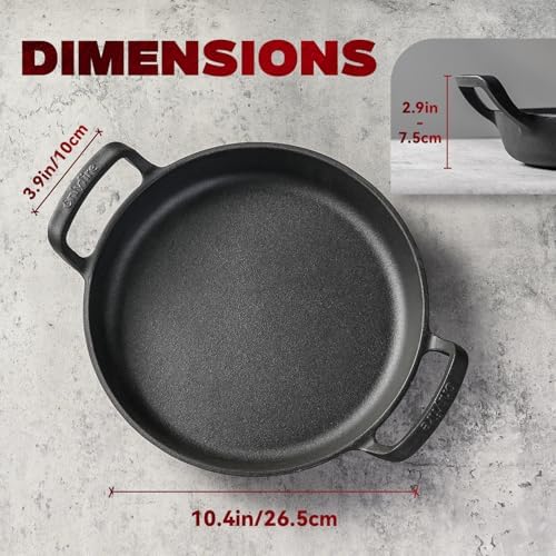 onlyfire Pre-Seasoned Cast Iron Skillet with Dual Handles, 10 Inch - Image 2