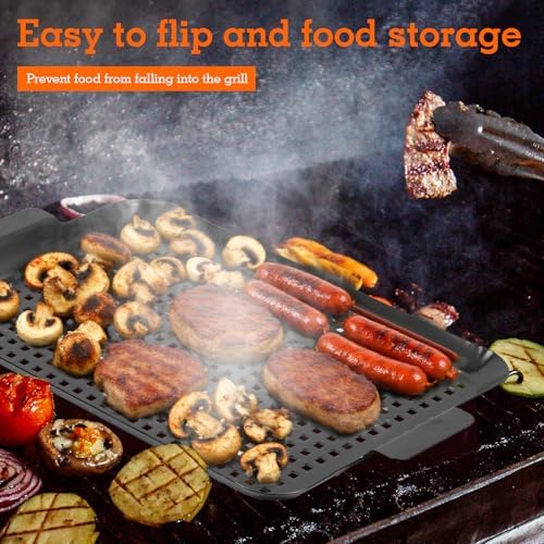 2PCS Grill pan: Grill topper for outdoor grill - Non-stick enamel coating grill topper suitable for camping, picnic, party - Image 6