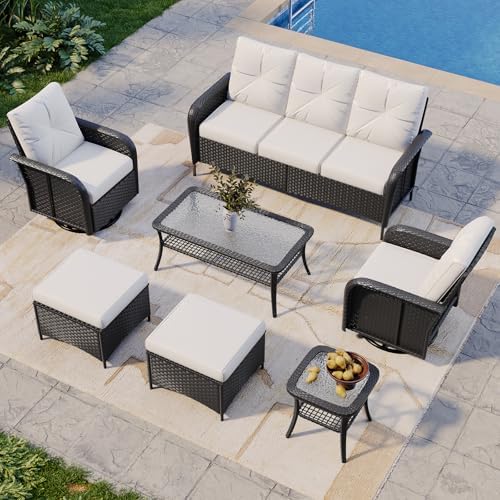 Aoxun 7-Piece Wicker Rattan Patio Furniture Set with Thick Cushions by Aoxun