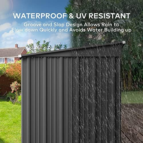 Gizoon 6x4 FT Outdoor Shed, Metal Garden Shed Lockable Doors, Dark Gray - Image 6