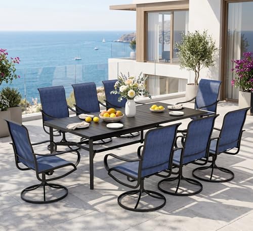 Sophia & William Outdoor Dining Set for 8 w/Swivel Mesh Chairs, Blue by SophiaWilliam