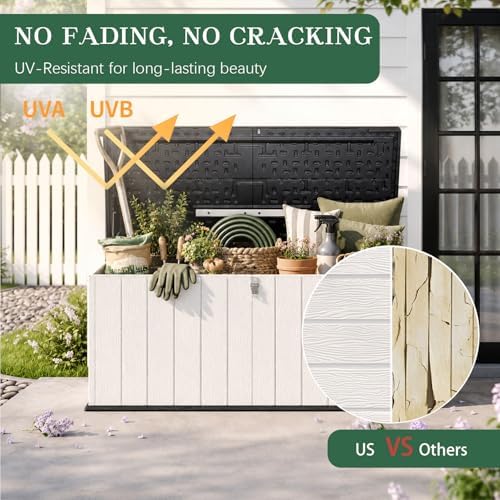 Outdoor Storage Shed, Resin Waterproof Storage Cabinet, Large Deck Box - Image 4