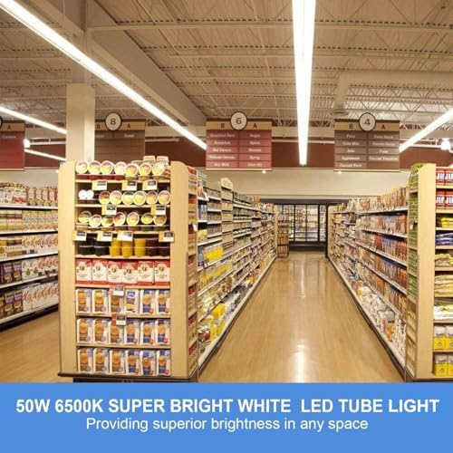 10Pack 4FT LED Shop Light - 50W 8000LM 6500K Linkable Clear Cover T8 LED Tube Light for Workshop, Warehouse, Basement - Plug and Play - Image 3