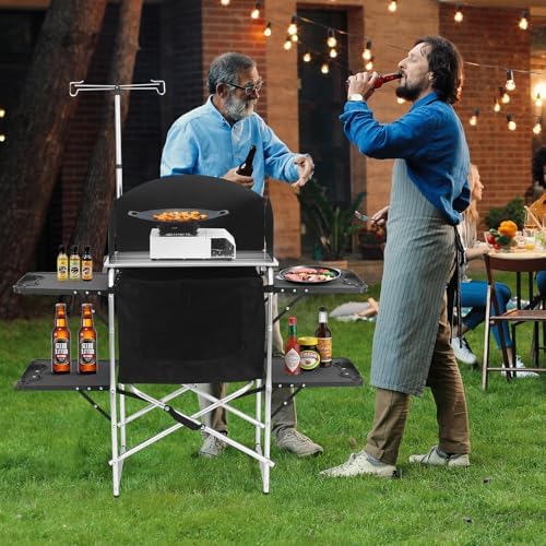 Camping Folding Cooking Table with 4 Panels & Carry Bag for BBQ RV Picnic - Image 2