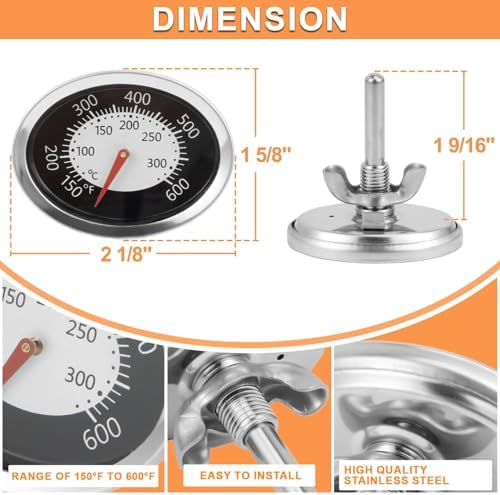 60070 Oval Temperature Gauge for Weber Q Series Q1200 Q2200 Q120 Q220 Parts - Image 3