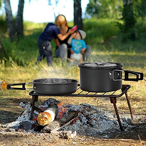 Peidesi 15pcs Camping Cookware Mess Kit,Portable Non-Stick Aluminum Alloy Cookware,Kettle Pot Frying Pan Plates Forks Knives Spoons for Camping, Backpacking, Outdoor Cooking(Black) - Image 7