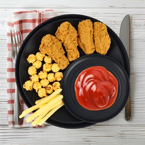 Wrova Wheat straw dinnerware sets of 40-10 inches plates,9 inches plates,6inches snack plate,26oz bowls,12oz cups - Unbreakable plates and bowls sets microwave safe and dishwasher safe. Black - Image 4