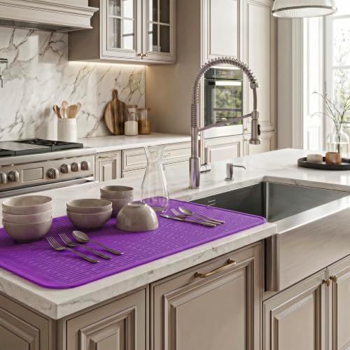MicoYang Silicone Dish Drying Mat for Multiple Usage,Easy clean,Eco-friendly,Heat-resistant Silicone Mat for Kitchen Counter or Sink,Refrigerator or Drawer Liner Purple 4XL 32 inches x 18 inches - Image 5