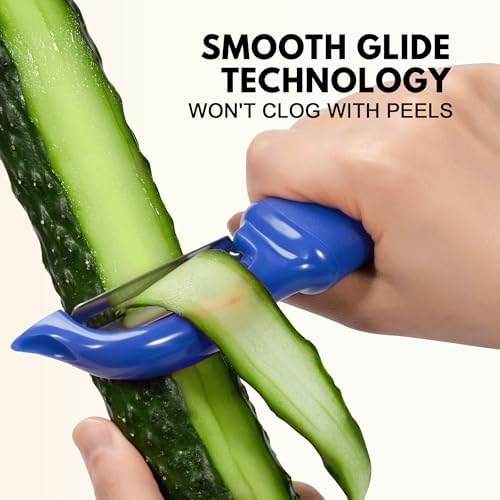 Rainspire Vegetable Peeler Potato Peelers for Kitchen, Sharp Stainless Steel Blades Veggie, Comfortable Handle Fruit Peeler, Carrot Peeler Apple Peeler Dishwasher Safe, Dark Blue, 1-Pack - Image 4