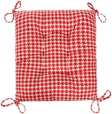 Outdoor Patio Cushion, Rocking Chair Cushion, Tufted Pads, Set of Upper and Lower with Ties Pack of 2 (2 Sets) - Back 20"×17", Seat 17"×17" (Red Houndstooth) - Image 4