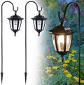 Dynaming 2 Pack Solar Hanging Lights Outdoor, Solar Powered Garden Decorative Lanterns with 2 x 38 Inch Shepherd Hooks, Waterproof Landscape Lighting for Lawn Patio Yard Pathway Driveway, Warm White by Dynaming