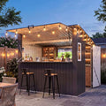 Aoxun 8x7 FT Outdoor Bar Shed with Canopy with 50 FT Solar Sting Lights by Aoxun