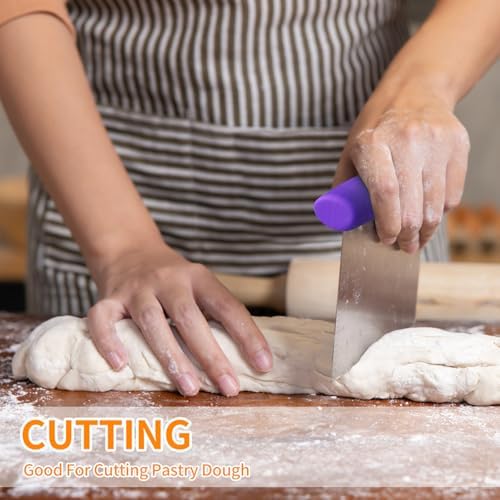 Bench Scraper & Dough Cutter, Pastry Tool for Baking, Purple - Image 4