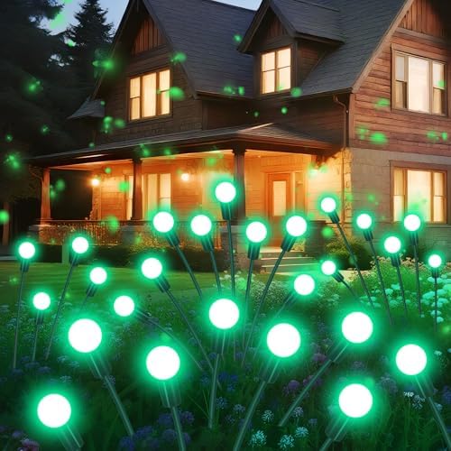 Solar Garden Lights Outdoor Waterproof, 2 Pack 16 LED Swaying Firefly Lights Outdoor Decor Light for Pathway Party Christmas Decoration, Unique Gifts for Women, Green by Yaafen