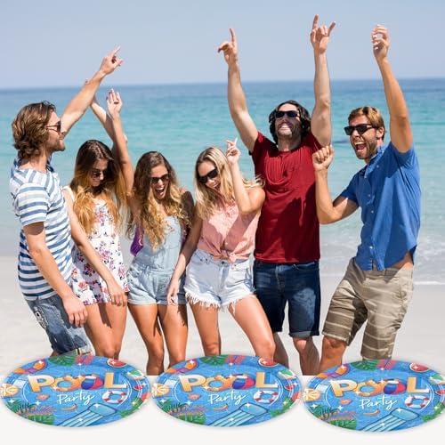 50PCS Pool Party Paper Plates, 7Inch Summer Pool Themed Dessert Plates Disposable Tableware Set Beach Party Supplies Decorations for Birthday, Baby Shower, Hawaii Holiday - Image 7