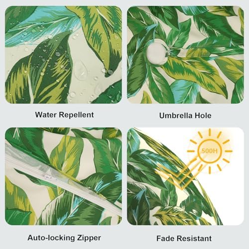 LVTXIII Rectangle Outdoor Tablecloth with Umbrella Hole and Zipper, Water-Repellent 60 x 84 Inch Patio Table Cover for Picnic, Garden, Backyard Dining, Lush Leaf Jungle - Image 4