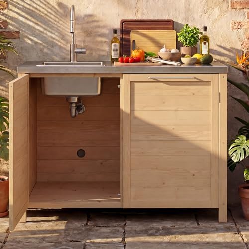 MOUMON Patio Kitchen Sink Cabinet with Stainless Steel Countertop - Image 3