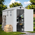 Devoko 4×8 FT Resin Outdoor Storage Shed with Floor, Light Grey by DEVOKO