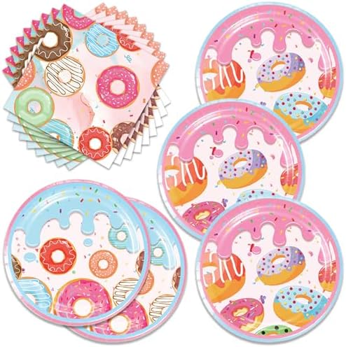 40pcs Donut Time Theme Party Napkins and Plates Donut Time Party Supplies Birthday Decorations for Girl Birthday Baby Shower Decorations by Frypeas