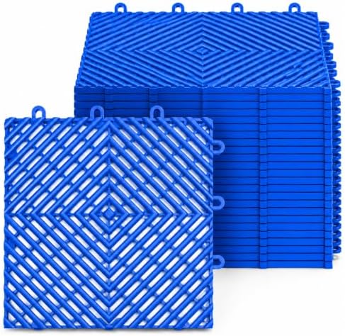 SnapLock RaceDeck Free-Flow 12"x12" Garage Tiles, 24pk, Bright Blue by BigFloors