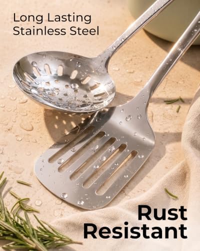 Zulay Kitchen Stainless Steel 5 Piece Cooking Utensil Set - Image 3
