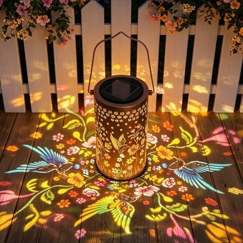 Hummingbird Mmulticolor Solar Lanterns for Outdoor Indoor, Colorful Garden Decor Gifts for Women Mom Grandma Hanging Solar Lights Metal Solar Decoration Outside for Yard, Patio, Backyard, Porch by PASUTO