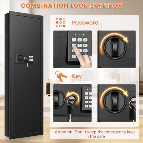 Black 43.3" Tall Fireproof Wall Safe Between Studs 16" Centers - Image 5